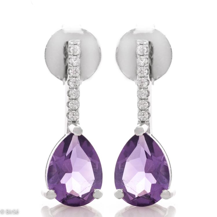 Silver earrings - Natural Amethyst 1,30 ct.