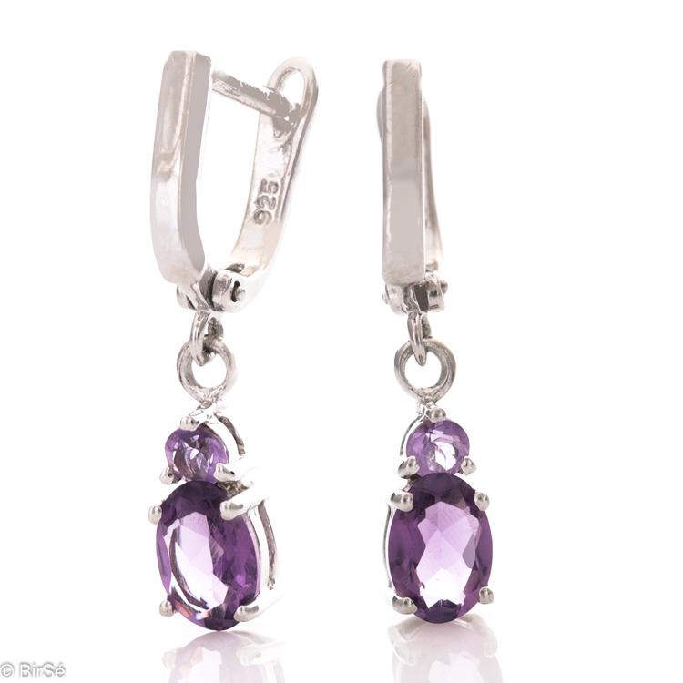 Silver earrings - Natural Amethyst 2,90ct. 