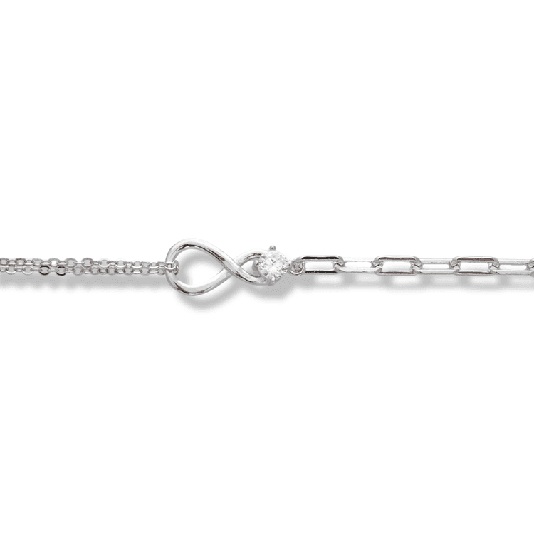 Silver bracelet - White Infinity