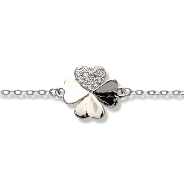 Silver Bracelet - Clover for Good Luck