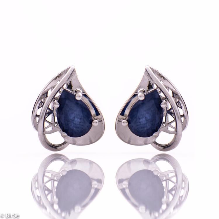 Silver earrings - Natural sapphire 2,00 ct.