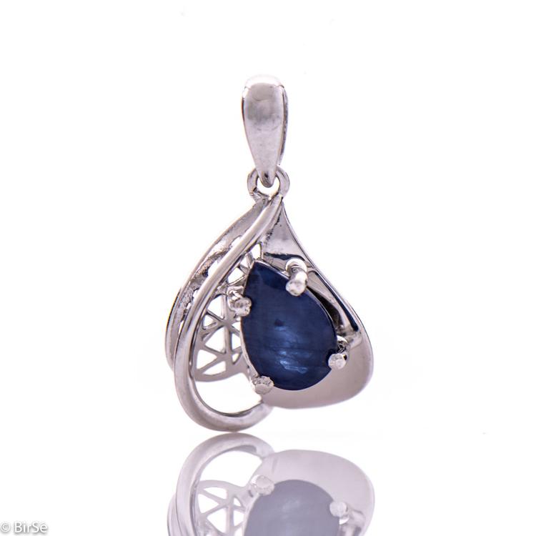 Silver pendant - Natural sapphire 1,00 ct.