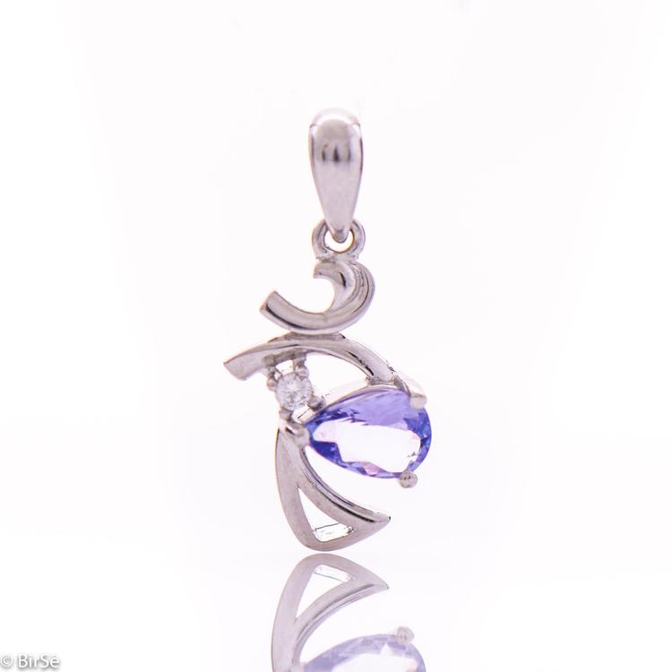 Silver pendant - Natural tanzanite 0,60 ct.