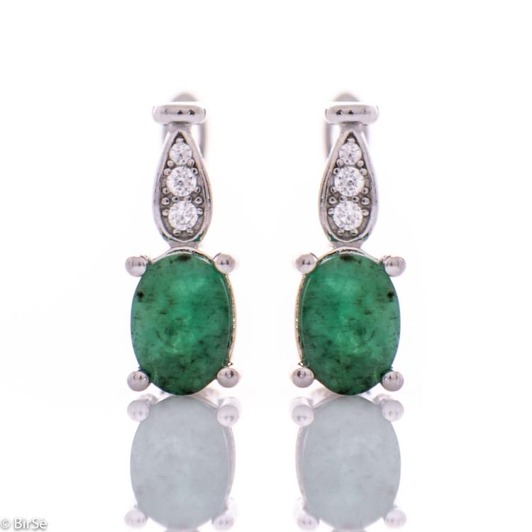 Silver earrings - Natural emerald 1,80 ct.