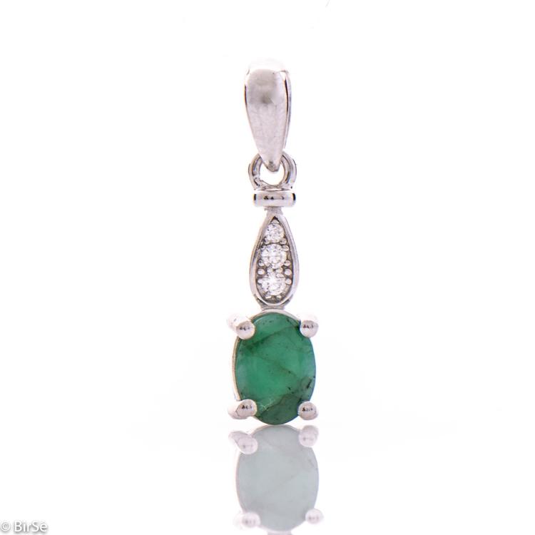 Silver pendant - Natural emerald 0,25 ct.