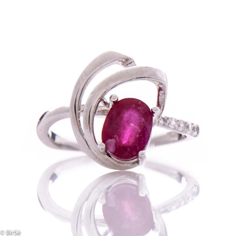 Silver ring - Natural ruby 1,55 ct.