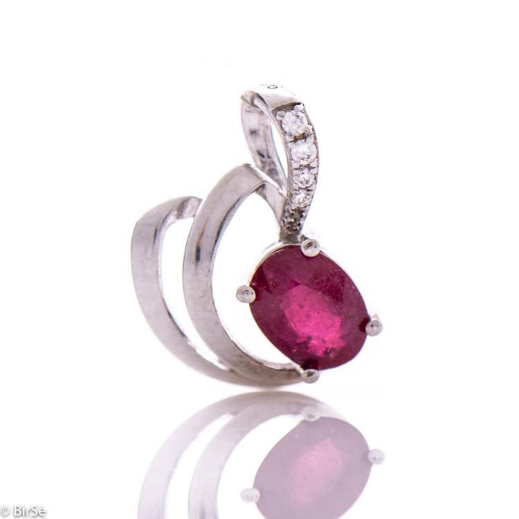 Silver pendant - Natural ruby 1,55 ct.