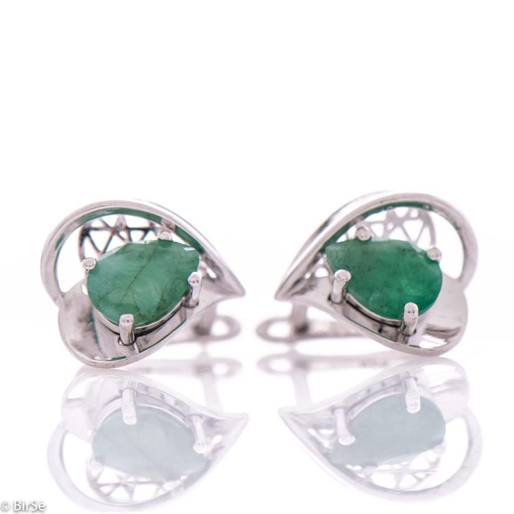 Silver earrings - Natural emerald 2,10 ct.