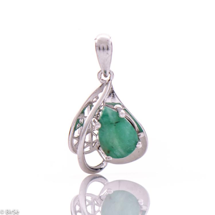 Silver pendant - Natural emerald 1,05 ct.