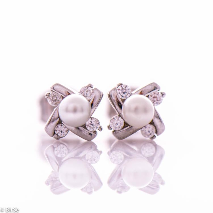 Silver Earrings - Pearl