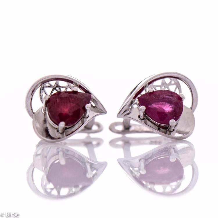 Silver earrings - Natural ruby 2,0 ct.