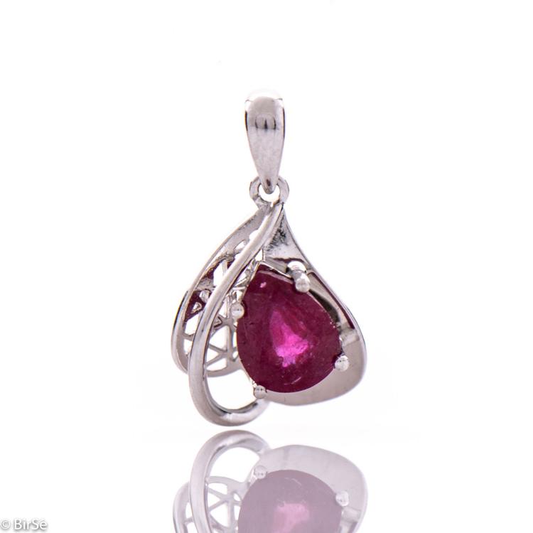 Silver pendant - Natural ruby 1,01 ct.