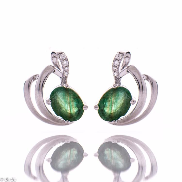 Silver earrings - Natural emerald 2,52 ct.
