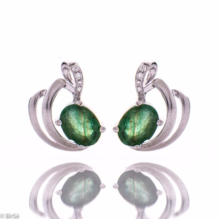 Silver earrings - Natural emerald 2,52 ct.