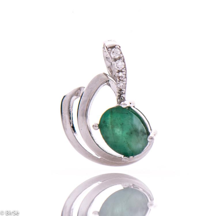 Silver pendant - Natural emerald 1,26 ct. 