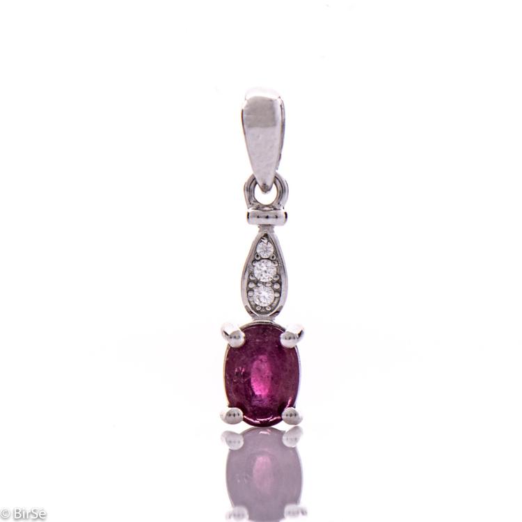 Silver pendant - Natural ruby 0,60 ct.