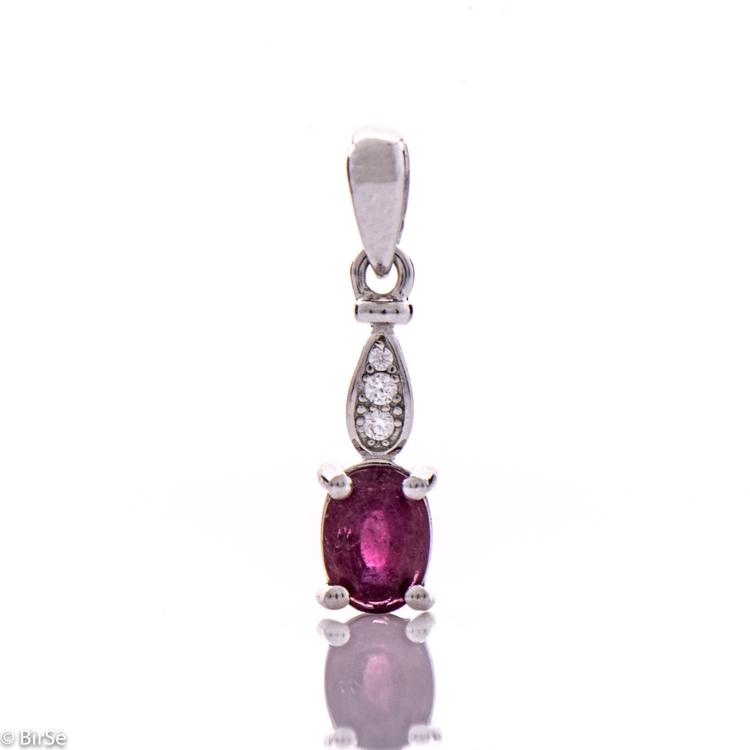 Silver pendant - Natural ruby 0,60 ct.