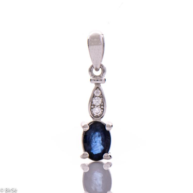 Silver pendant - Natural sapphire 0,60 ct.