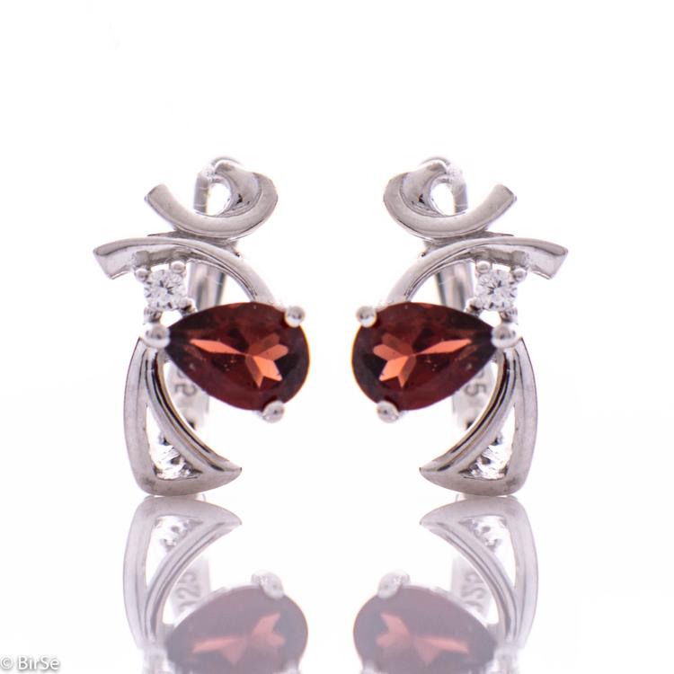 Silver earrings - Natural garnet 0,80 ct.