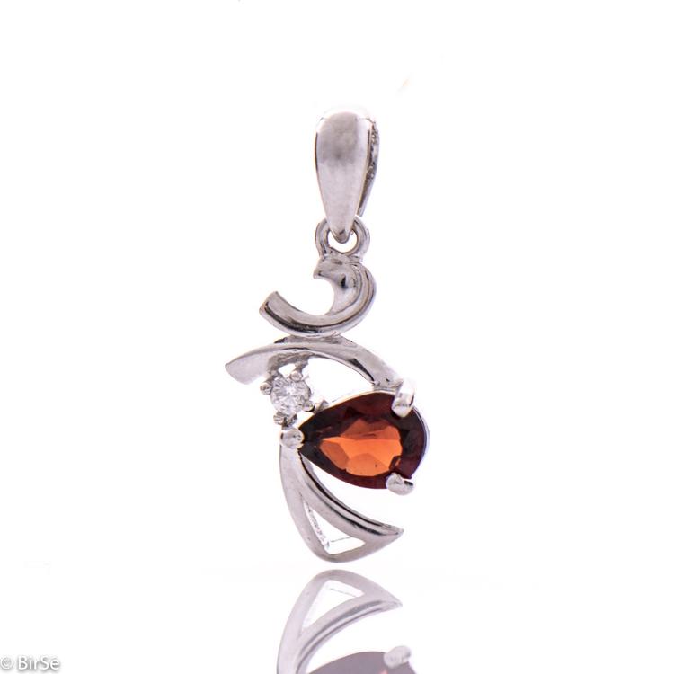 Silver pendant - Natural garnet 0,40 ct.