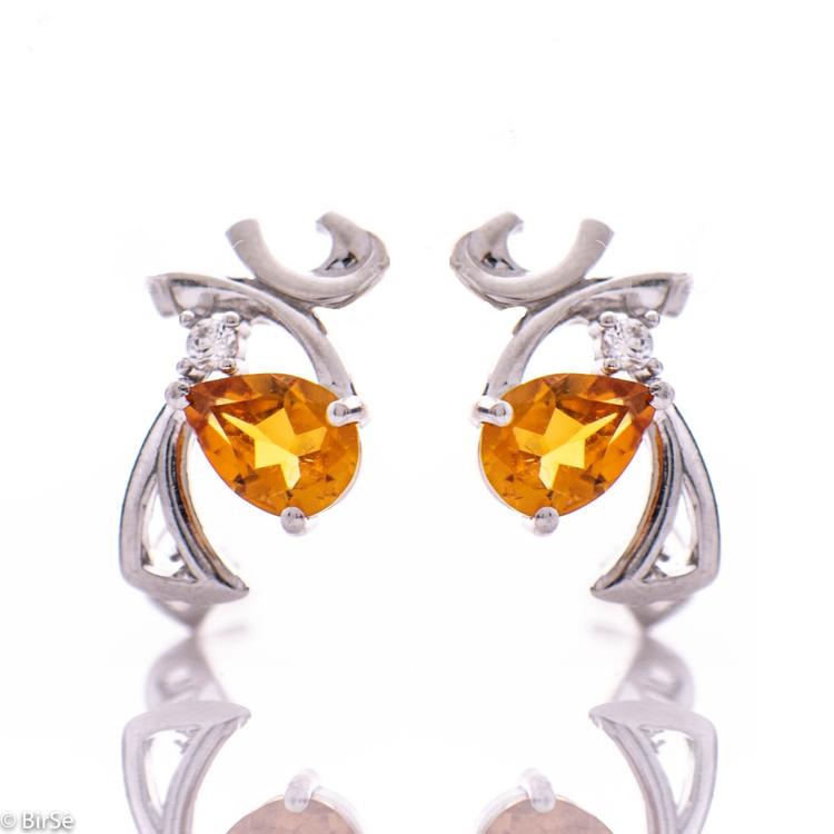 Silver earrings - Natural citrine 0,70 ct.