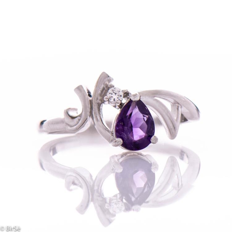 Silver ring - Natural amethyst 0,35 ct.