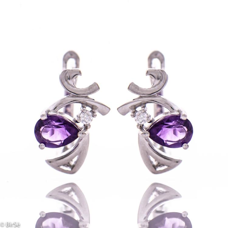 Silver earrings - Natural amethyst 0,70 ct.