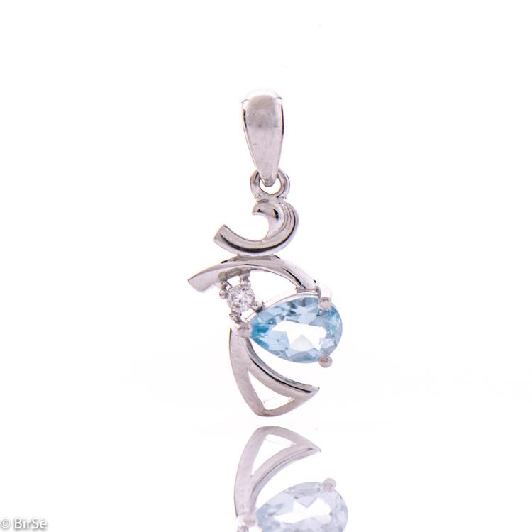 Silver pendant - Natural blue topaz 0,50 ct.