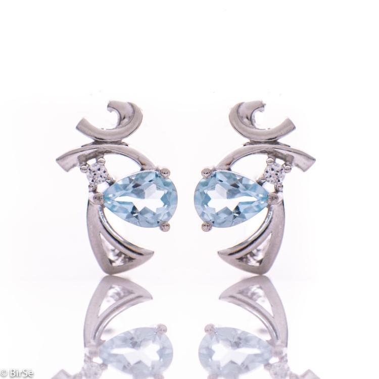 Silver earrings - Natural blue topaz 1,00 ct.