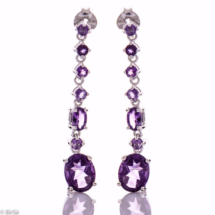 Silver earrings - Natural amethyst 6,10 ct.