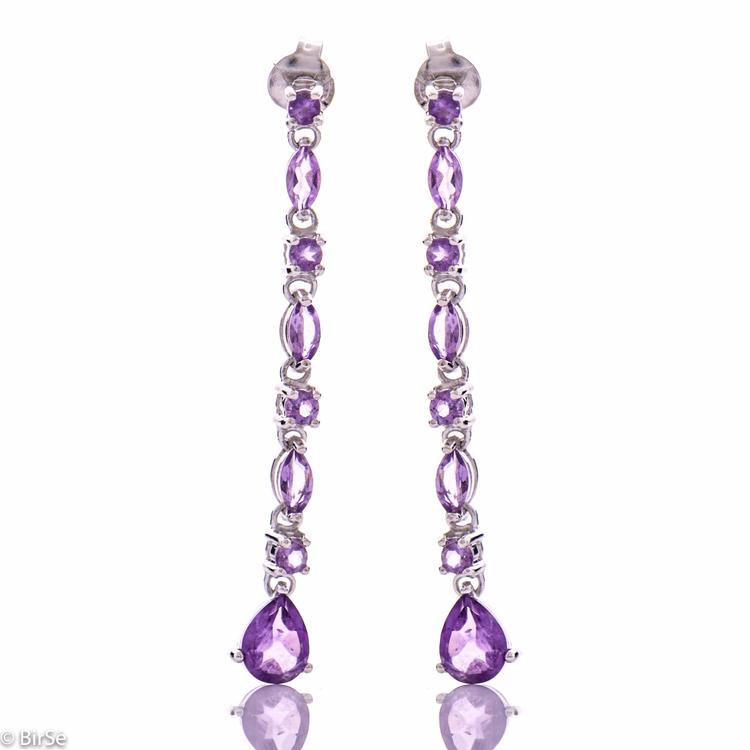 Silver earrings - Natural amethyst 2,92 ct.