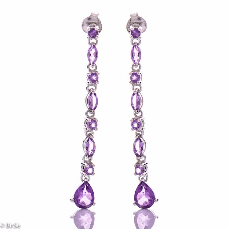 Silver earrings - Natural amethyst 2,92 ct.