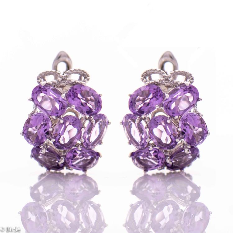 Silver earrings - Natural amethyst 11,90 ct.