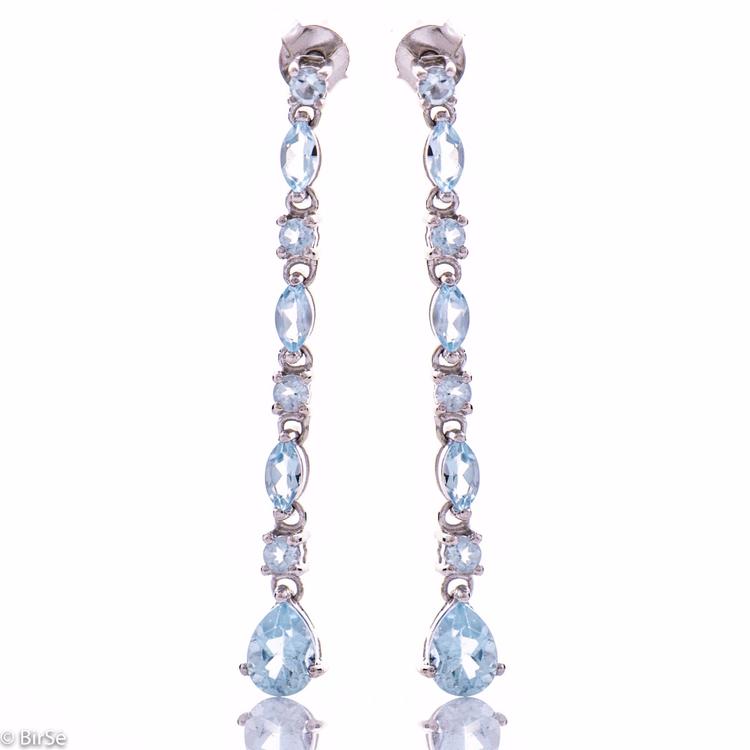 Silver earrings - Natural blue topaz 3,54 ct.