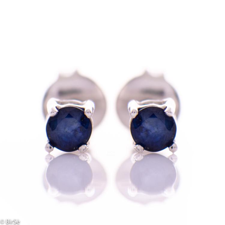 Silver earrings - Natural sapphire 4x4 mm 0,68 ct.