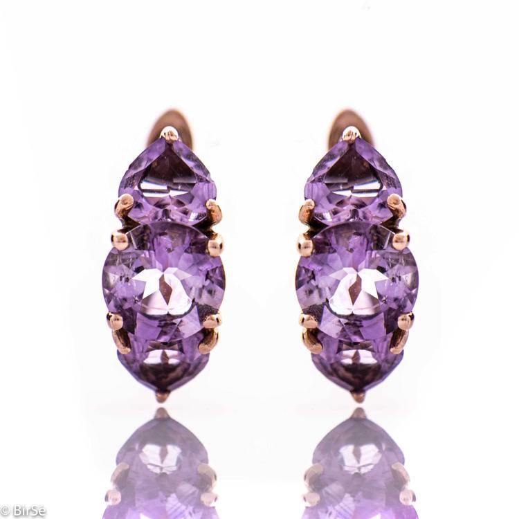 Silver earrings - Natural Amethyst 7,00 ct.