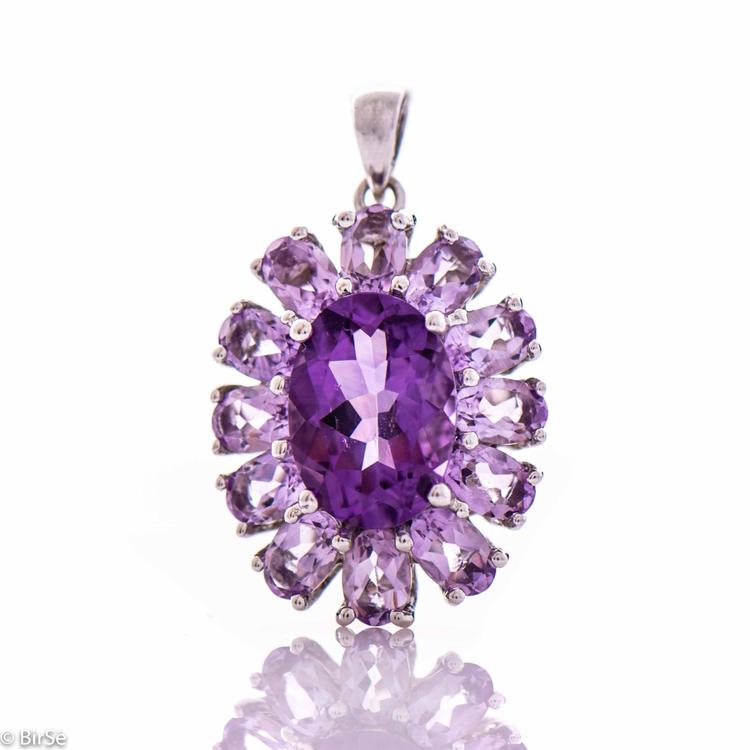 Silver Pendant - Natural Amethyst 9,26 ct.