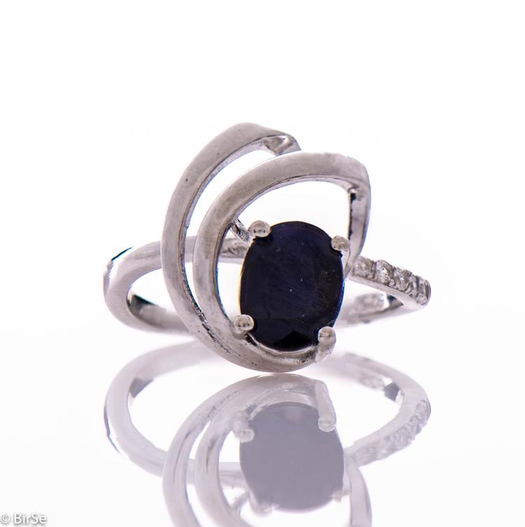 Silver ring - Natural sapphire 1,55 ct.