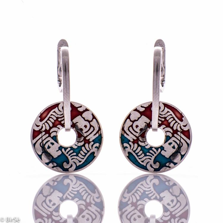 Silver earrings - Enamel