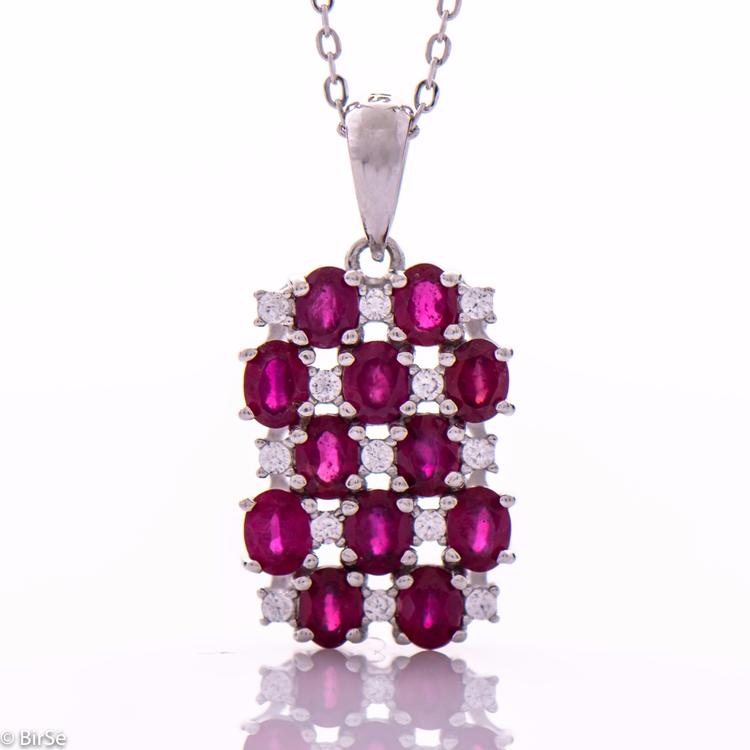 Silver necklace - Natural ruby 4,20 ct.