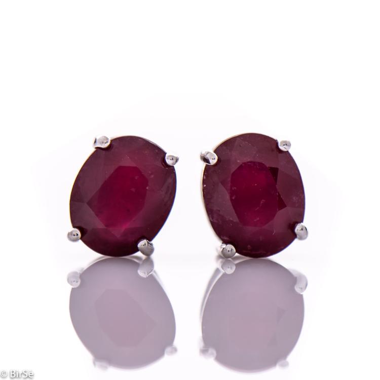 Silver earrings - Natural ruby 9x7 4,40 ct.