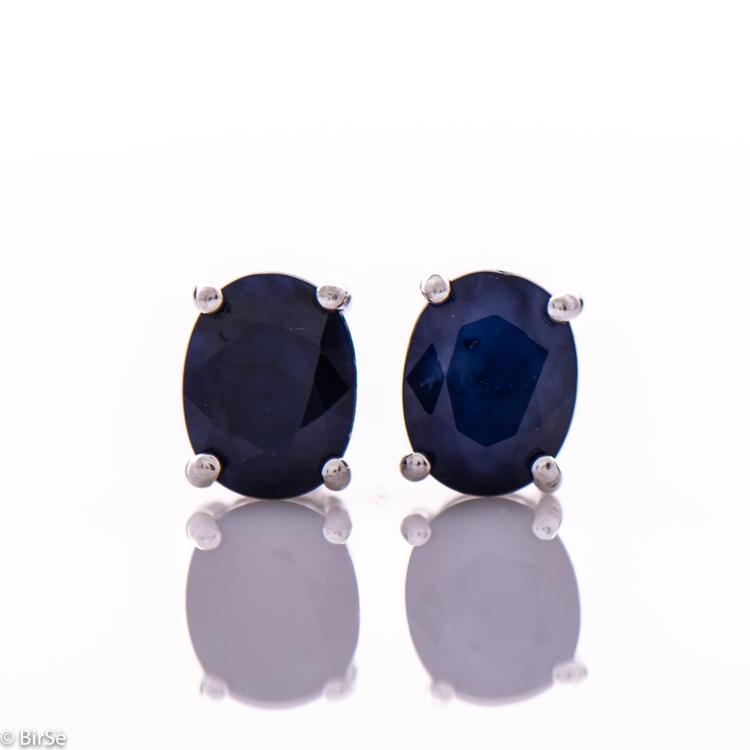 Silver earrings - Natural sapphire 8x6 3,10 ct.