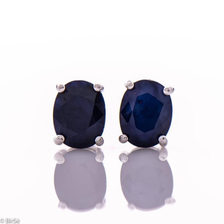 Silver earrings - 7x5 Natural sapphire 2,00 ct.