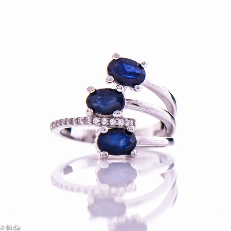 Silver ring - Natural sapphire 1,04 ct.