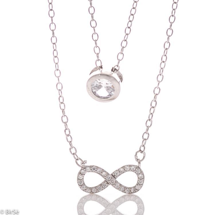 Silver necklace - Infinity with zircon