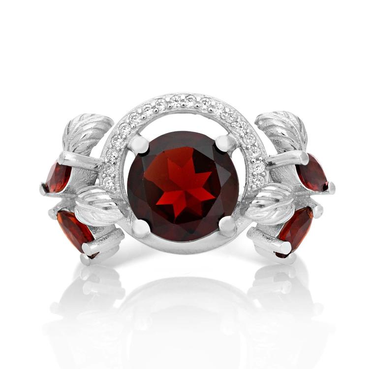 Exotic Silver Ring with Natural Garnet