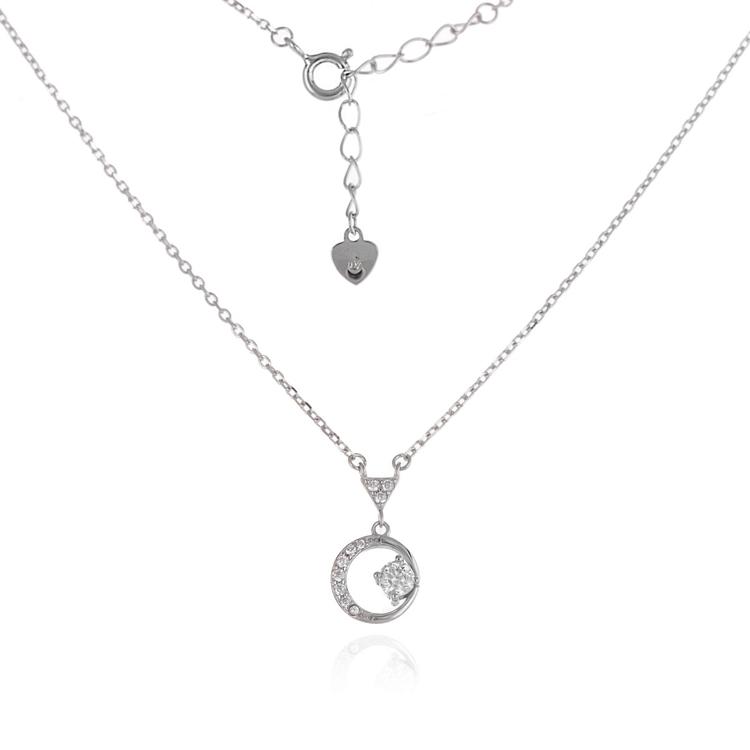 Elegant Women's Silver Necklace with Zircons