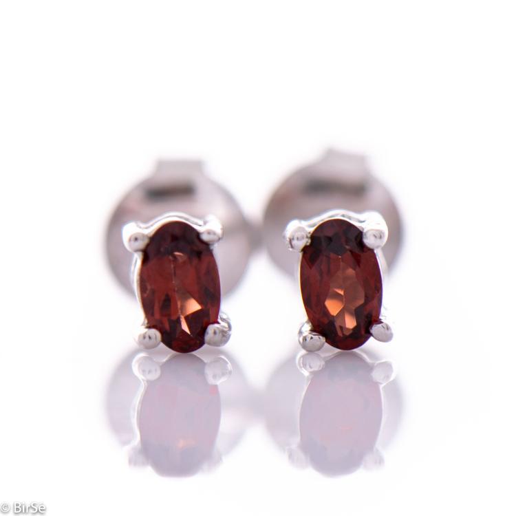 Silver earrings - Natural Garnet 5x3 mm 0,50 ct.