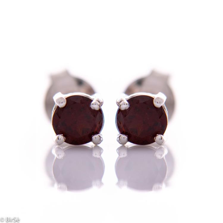 Silver earrings - Natural Garnet 5x5 mm 1,20 ct.