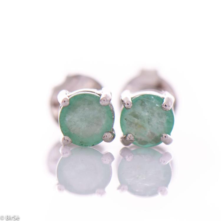 Silver earrings - Natural emerald 5x5 mm 0,96 ct.